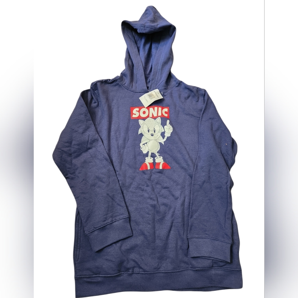 Nwt Sonic the Hedgehog  Hoodie Blue Kids Size XL Brand New Sega